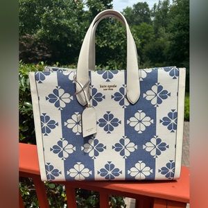 Kate Spade Flower Two-tone Canvas Manhattan Large Tote
